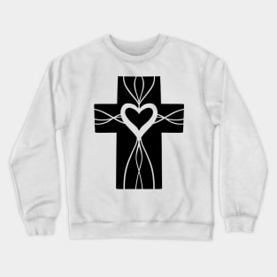 Religious Cross Faith line Art Heart Design Crewneck Sweatshirt